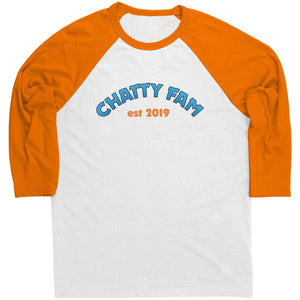 Chatty Fam Est 2019 TL 3/4 Sleeve Raglan Tee - White/ Neon Orange / S - Apparel