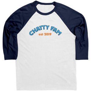 Chatty Fam Est 2019 TL 3/4 Sleeve Raglan Tee - White/ Navy / S - Apparel