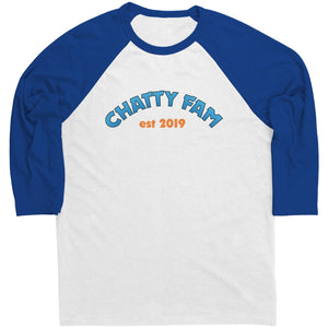 Chatty Fam Est 2019 TL 3/4 Sleeve Raglan Tee - White/ True Royal / S - Apparel