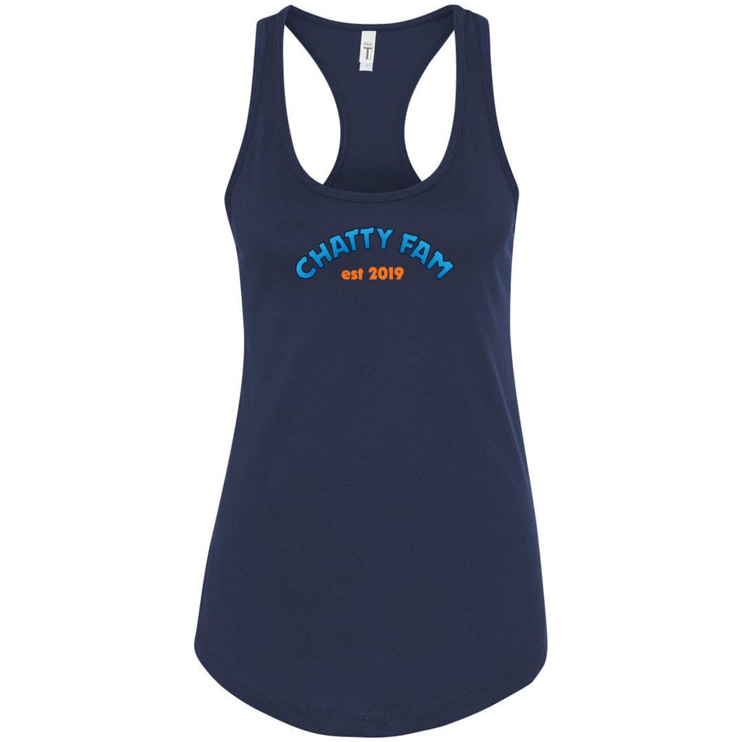 Chatty Fam Est 2019 Womens Premium Racer Back Tank - Midnight Navy / S
