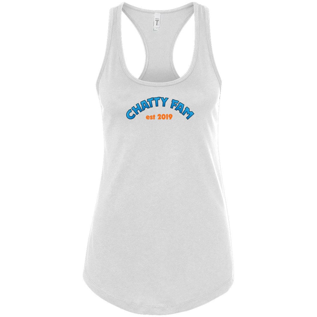 Chatty Fam Est 2019 Womens Premium Racer Back Tank - White / S