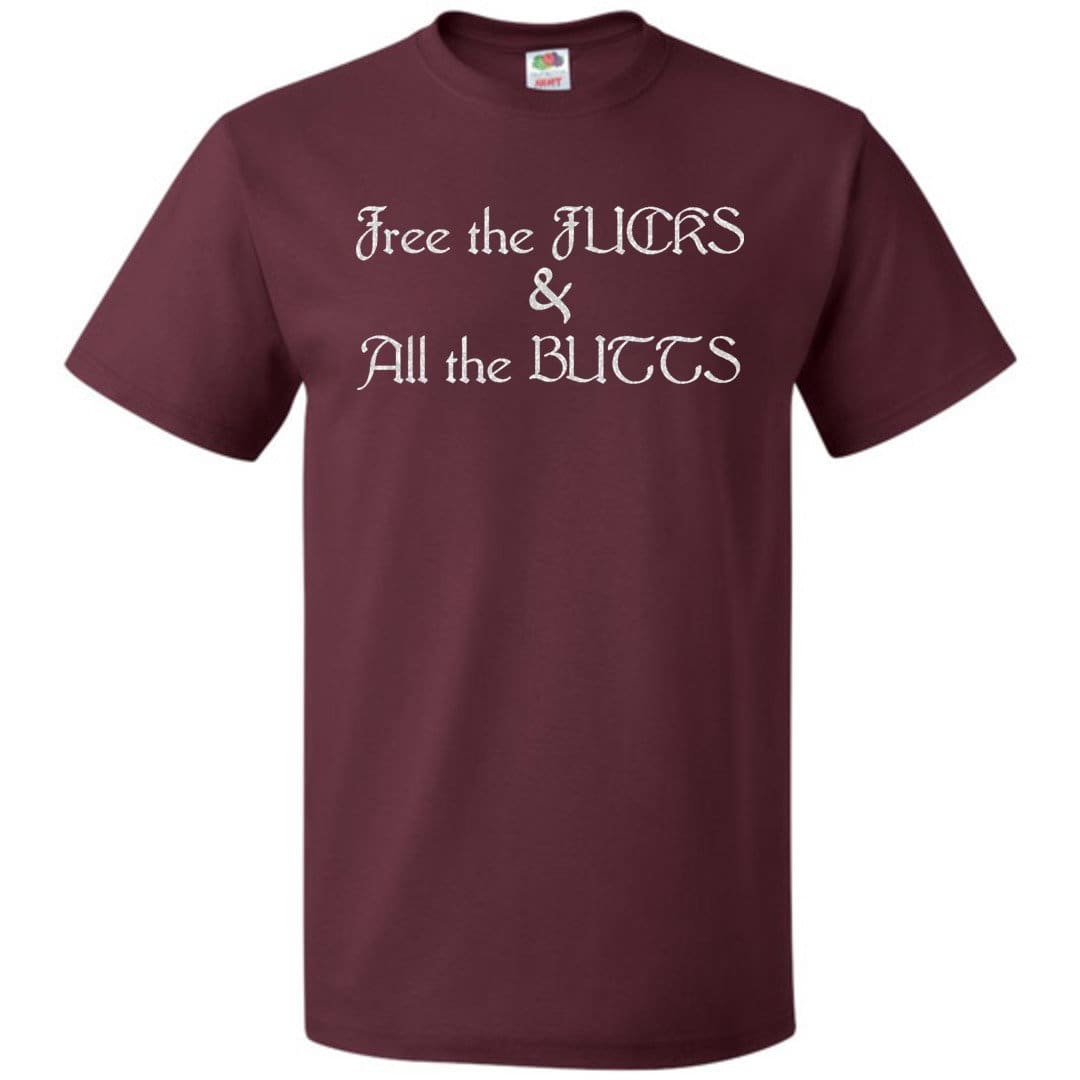 Chatty Fam Free the FUCKS & All the BUTTS Unisex Classic Tee - Maroon / S