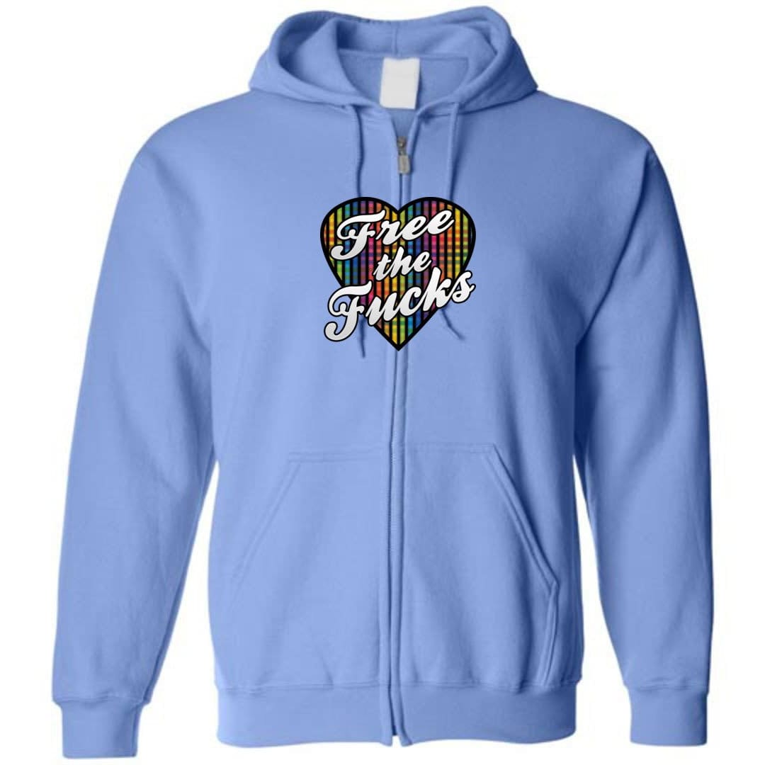 Chatty Fam Free The Fucks with love TS Unisex Zip Hoodie - Carolina Blue / S