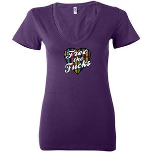 Chatty Fam Free The Fucks with love TS Womens Premium Deep V-Neck Tee - Team Purple / S