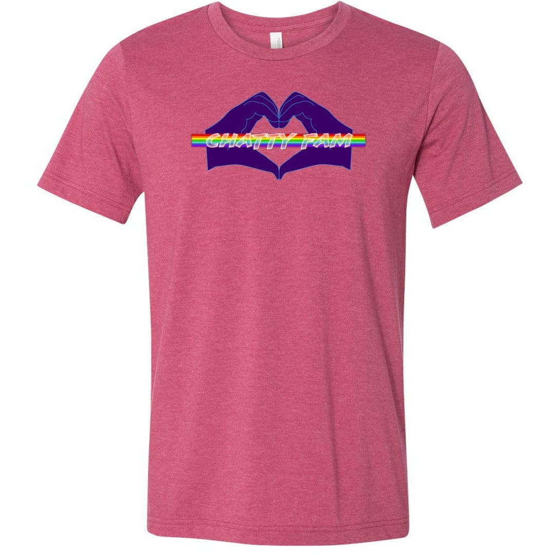 Chatty Fam Heart Hands Logo Unisex Premium Tee - Heather Raspberry / XS