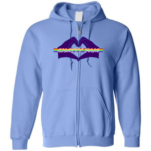 Chatty Fam Heart Hands Logo Unisex Zip Hoodie - Carolina Blue / S