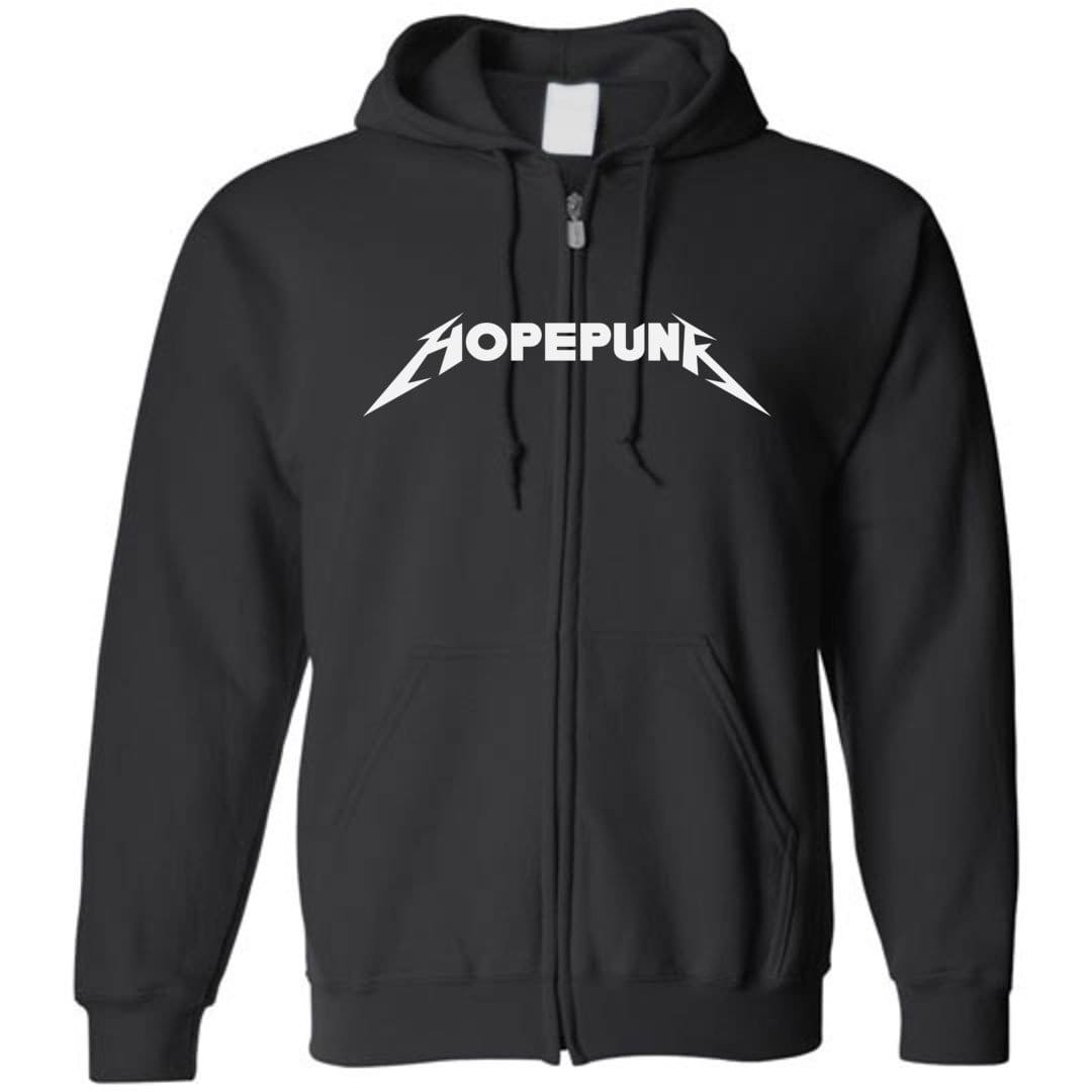 Chatty Fam Hopepunk Rawk Unisex Zip Hoodie - Black / S