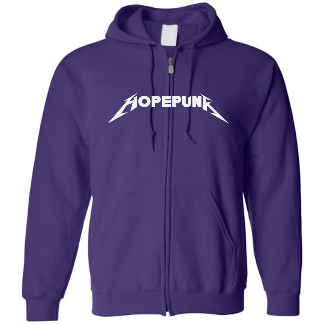 Chatty Fam Hopepunk Rawk Unisex Zip Hoodie - Purple / S