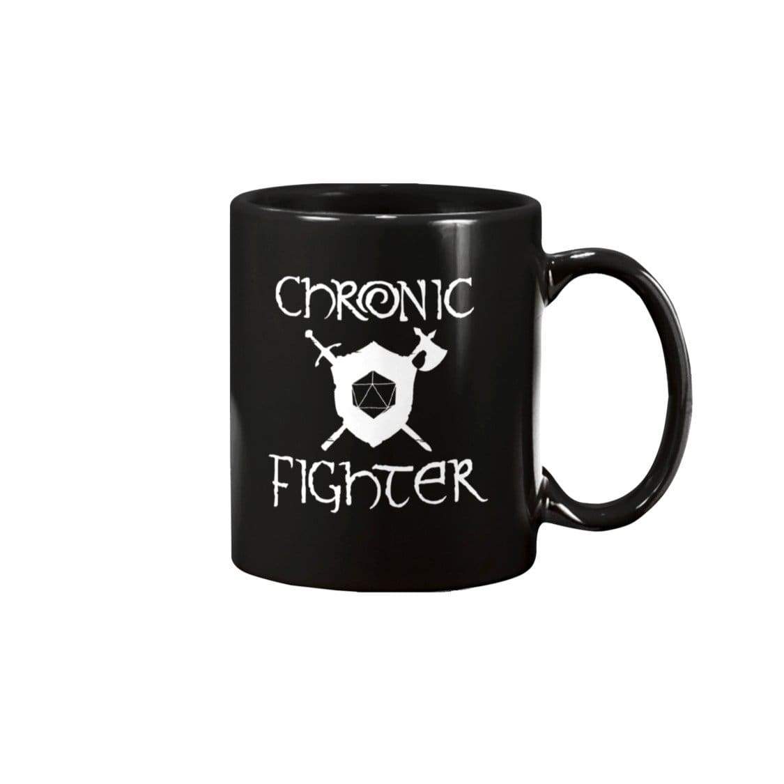 Chronic Fighter White Arms D20 Dice 11oz Coffee Mug - Black / 11OZ - Mugs