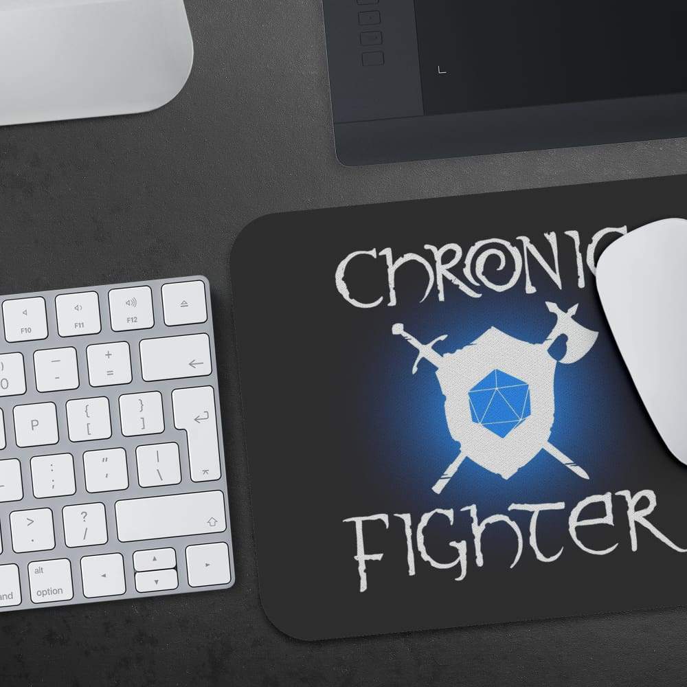Chronic Fighter White Arms D20 Dice Blue Die Mousepad - Mousepads