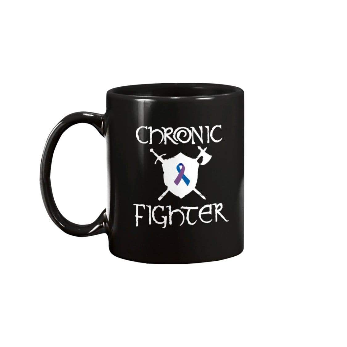 Chronic Fighter White Arms RA Ribbon 15oz Coffee Mug - Black / 15OZ - Mugs