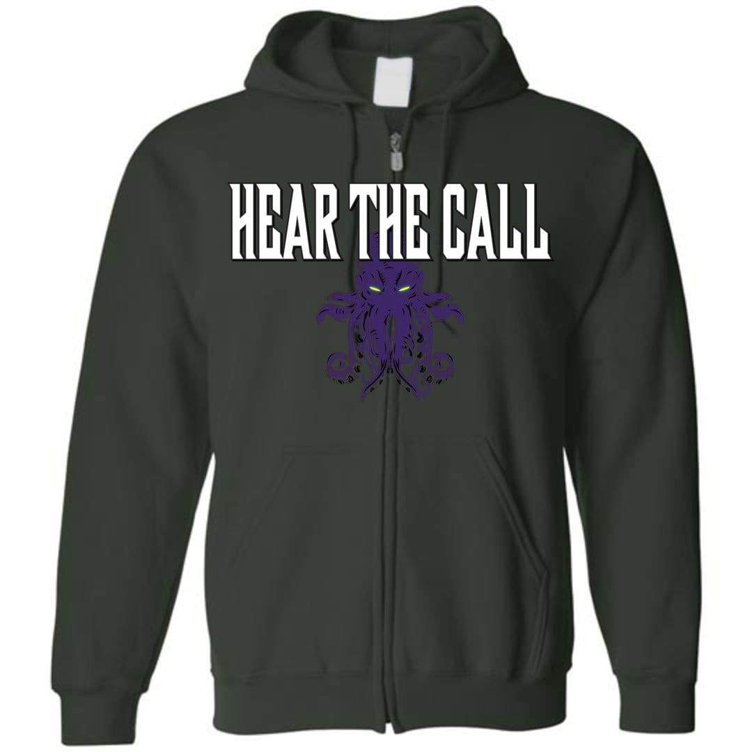 Cthulhu - Hear The Call Unisex Zip Hoodie - Forest Green / S