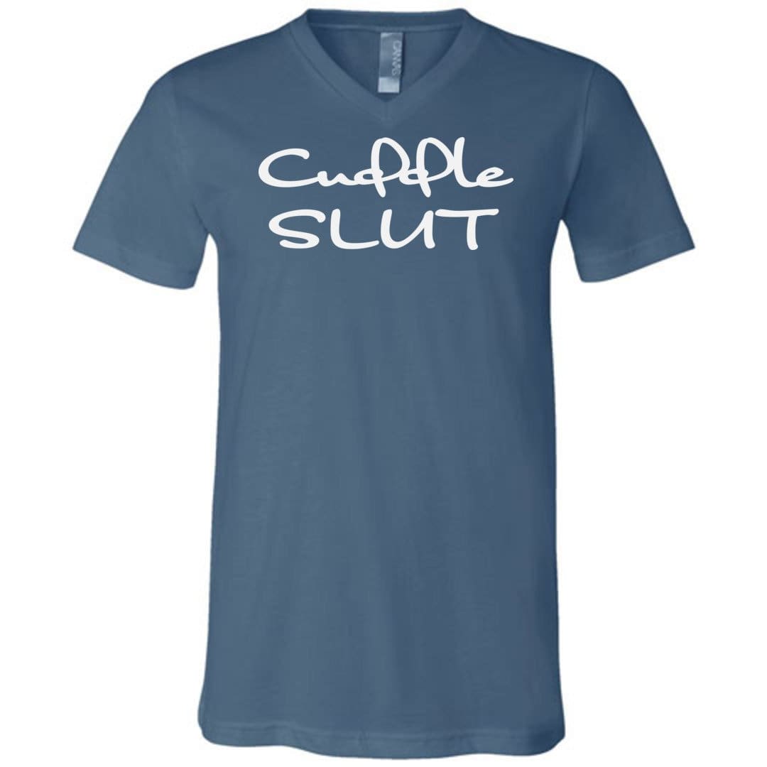 Cuddle Slut Unisex Premium V-Neck Tee - Steel Blue / S