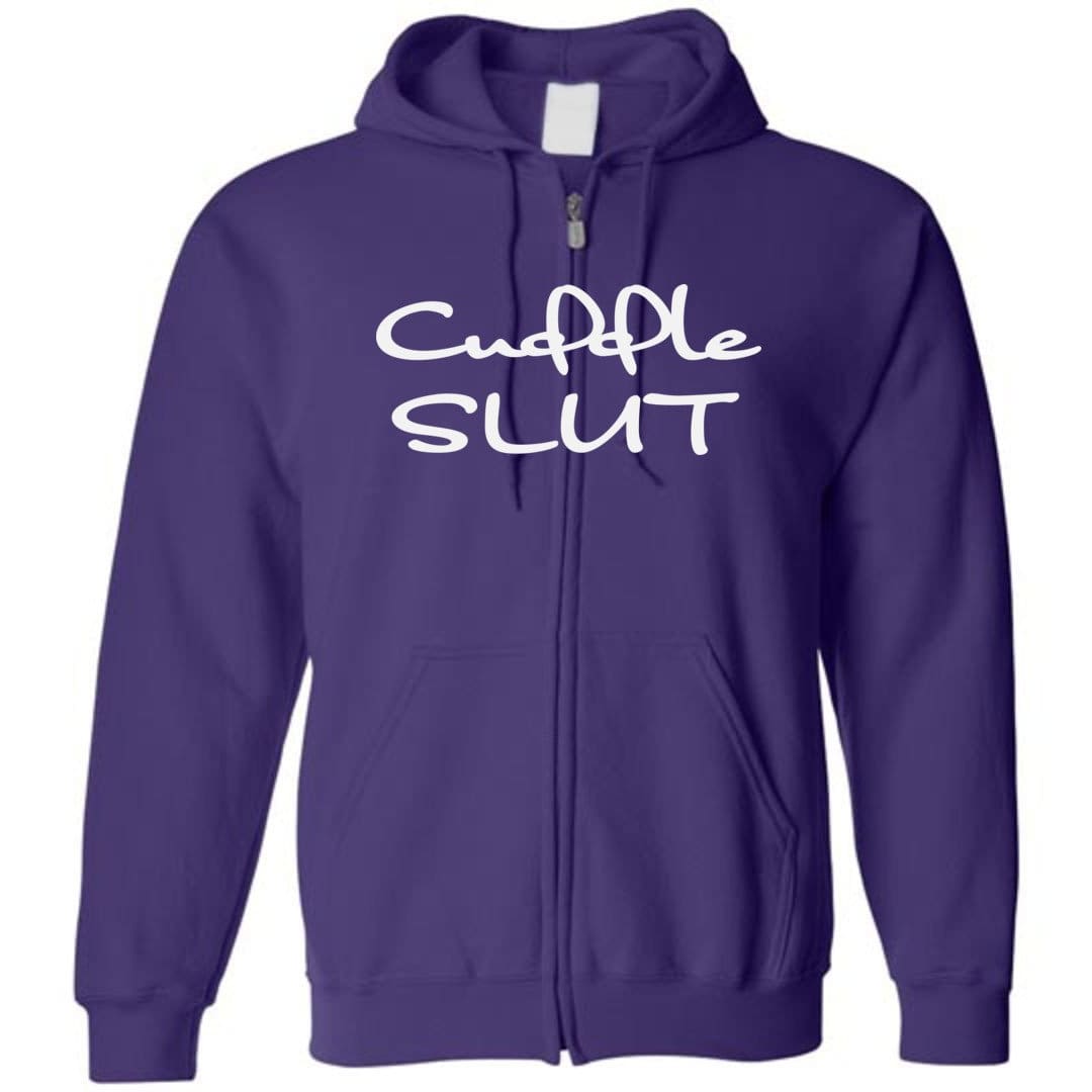 Cuddle Slut Unisex Zip Hoodie - Purple / S