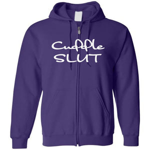Cuddle Slut Unisex Zip Hoodie - Purple / S