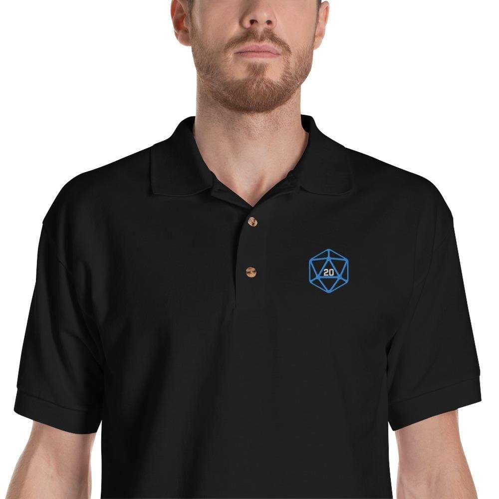 D20 Basic Blue Dice Embroidered Polo Shirt - Black / S
