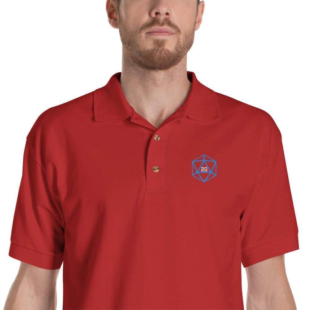 D20 Basic Blue Dice Embroidered Polo Shirt - Red / S