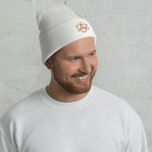 D20 Classic Orange Crit Cuffed Beanie / Tuque - White - SoMattyGameZ