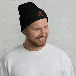 D20 Classic Orange Crit Cuffed Beanie / Tuque - Black - SoMattyGameZ