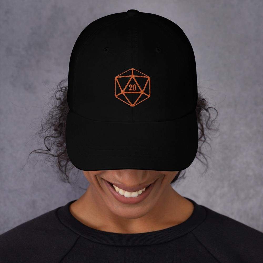 D20 Classic Orange Crit Classic Dad Cap - Black - SoMattyGameZ