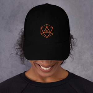 D20 Classic Orange Crit Classic Dad Cap - Black - SoMattyGameZ