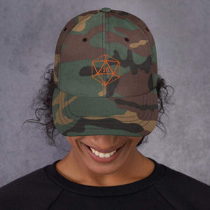D20 Classic Orange Crit Classic Dad Cap - Green Camo - SoMattyGameZ