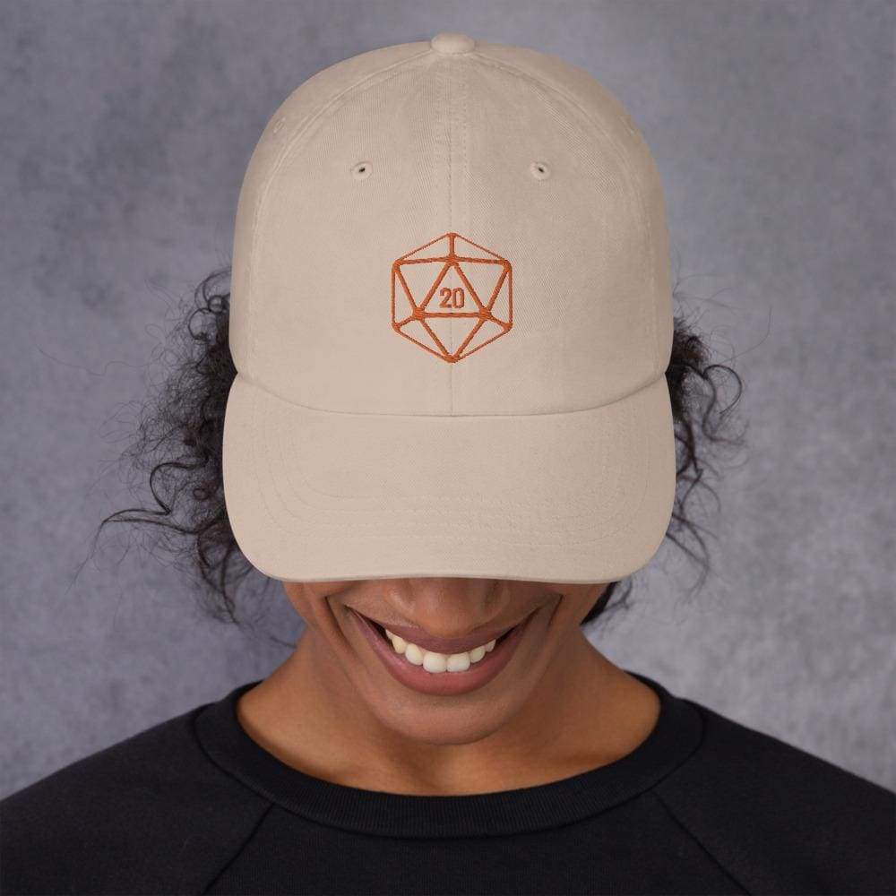 D20 Classic Orange Crit Classic Dad Cap - Stone - SoMattyGameZ
