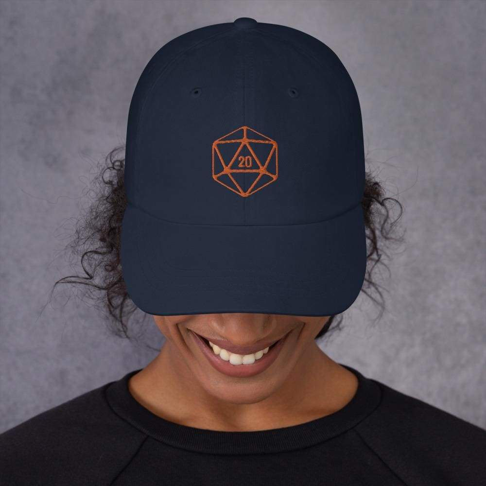 D20 Classic Orange Crit Classic Dad Cap - Navy - SoMattyGameZ