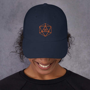 D20 Classic Orange Crit Classic Dad Cap - Navy - SoMattyGameZ