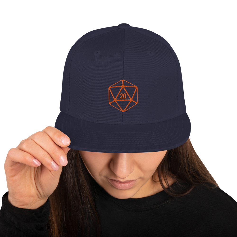 D20 Classic Orange Crit Snapback Cap - Navy - SoMattyGameZ