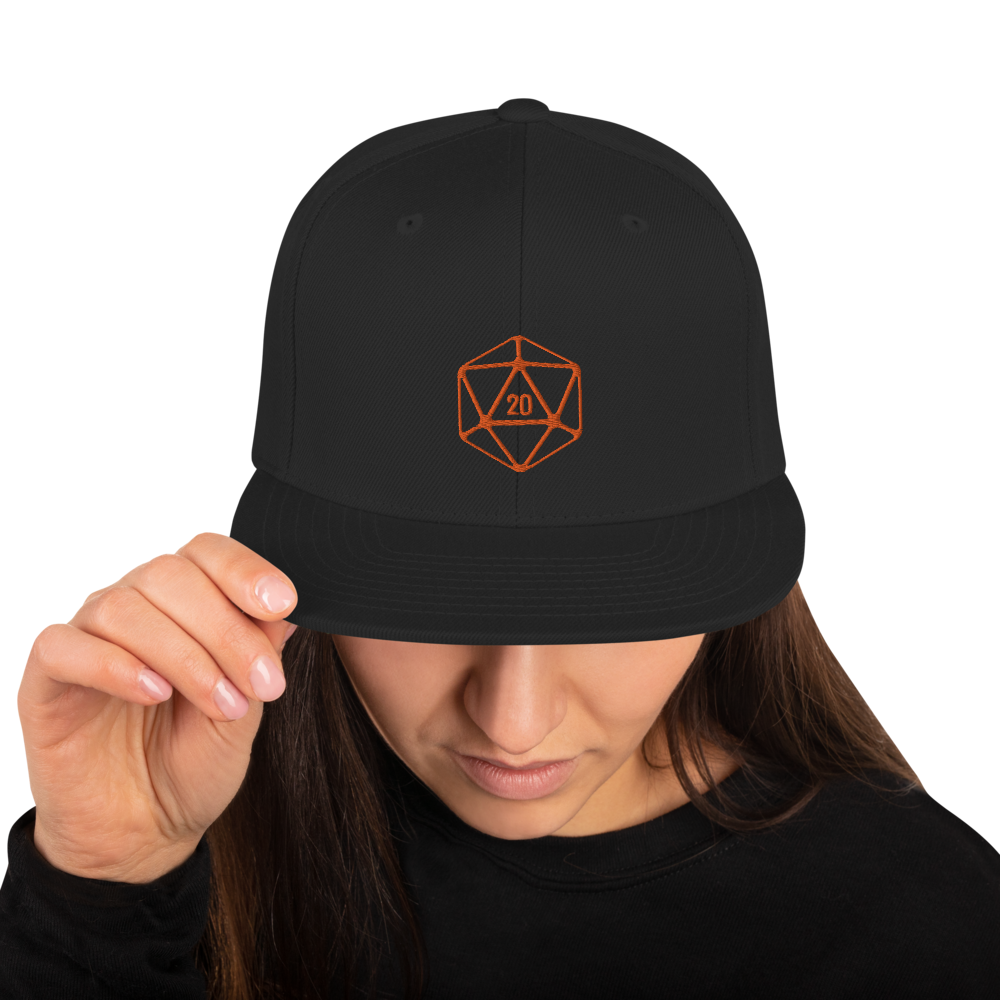 D20 Classic Orange Crit Snapback Cap - Black - SoMattyGameZ