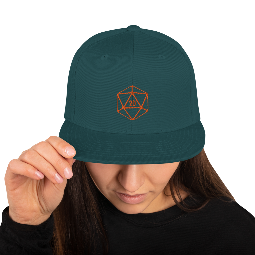 D20 Classic Orange Crit Snapback Cap - Spruce - SoMattyGameZ
