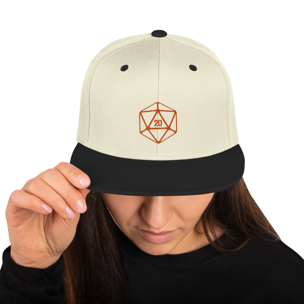 D20 Classic Orange Crit Snapback Cap - Natural/ Black - SoMattyGameZ