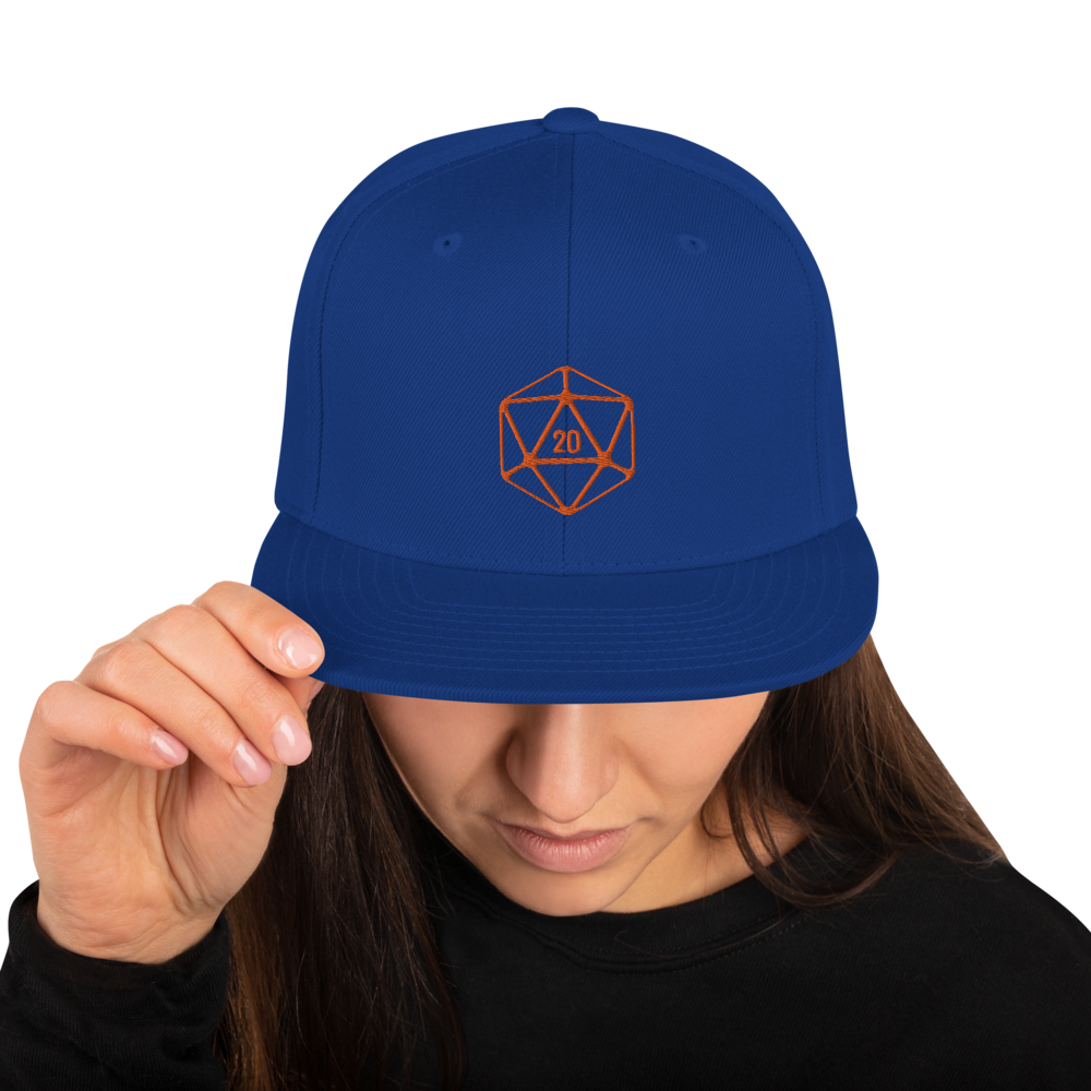 D20 Classic Orange Crit Snapback Cap - Royal Blue - SoMattyGameZ