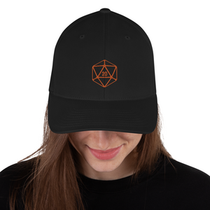 D20 Classic Orange Crit Structured Twill Flexfit Cap - Black / S/M - SoMattyGameZ