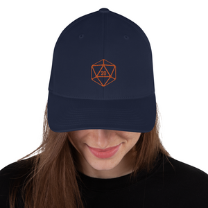 D20 Classic Orange Crit Structured Twill Flexfit Cap - Dark Navy / S/M - SoMattyGameZ