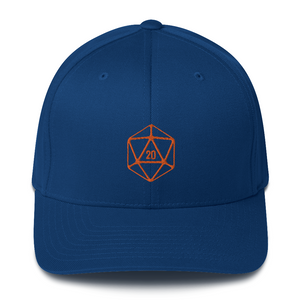 D20 Classic Orange Crit Structured Twill Flexfit Cap - SoMattyGameZ