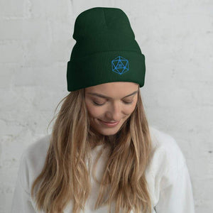 D20 Classic Teal Crit Cuffed Beanie / Tuque - Spruce - SoMattyGameZ