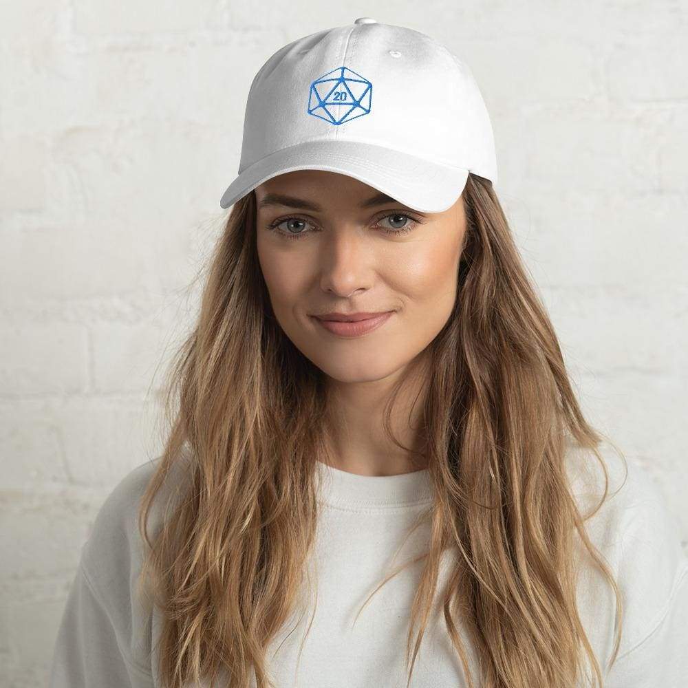 D20 Classic Teal Crit Classic Dad Cap - White - SoMattyGameZ