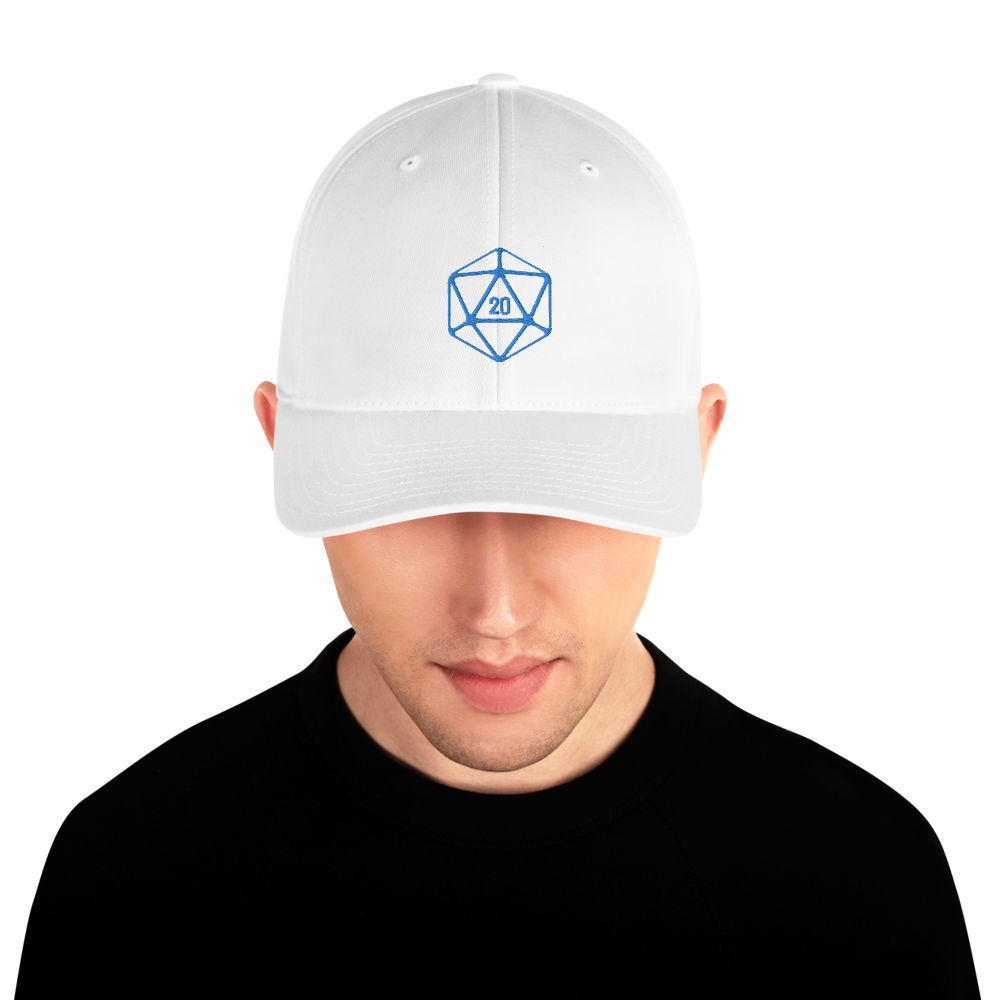 D20 Classic Teal Crit Structured Twill Flexfit Cap - White / S/M - SoMattyGameZ