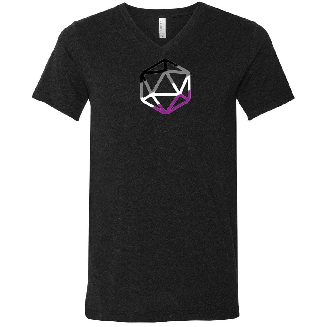 D20 Critical Pride Ace Pride Unisex Premium V-Neck Tee - Black Heather / S