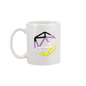 D20 Critical Pride Enby Pride 15oz Coffee Mug - White / 15OZ - Mugs