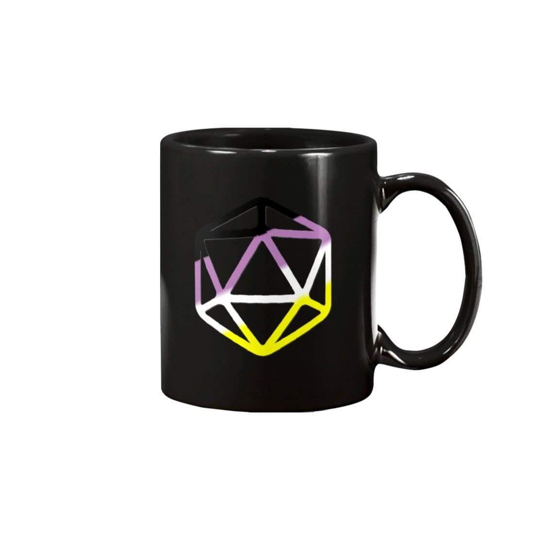 D20 Critical Pride Enby Pride 15oz Coffee Mug - Black / 15OZ - Mugs