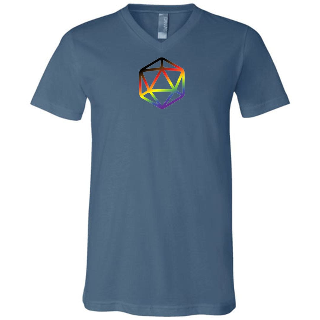 D20 Critical Pride Inclusive Pride Unisex Premium V-Neck Tee - Steel Blue / S