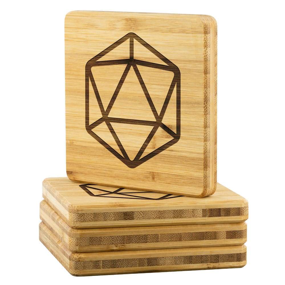 D20 Dice Bamboo Coasters - Set of 4 - Coasters