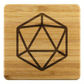 D20 Dice Bamboo Coasters - Set of 4 - Bamboo Coaster - 4pc - Coasters