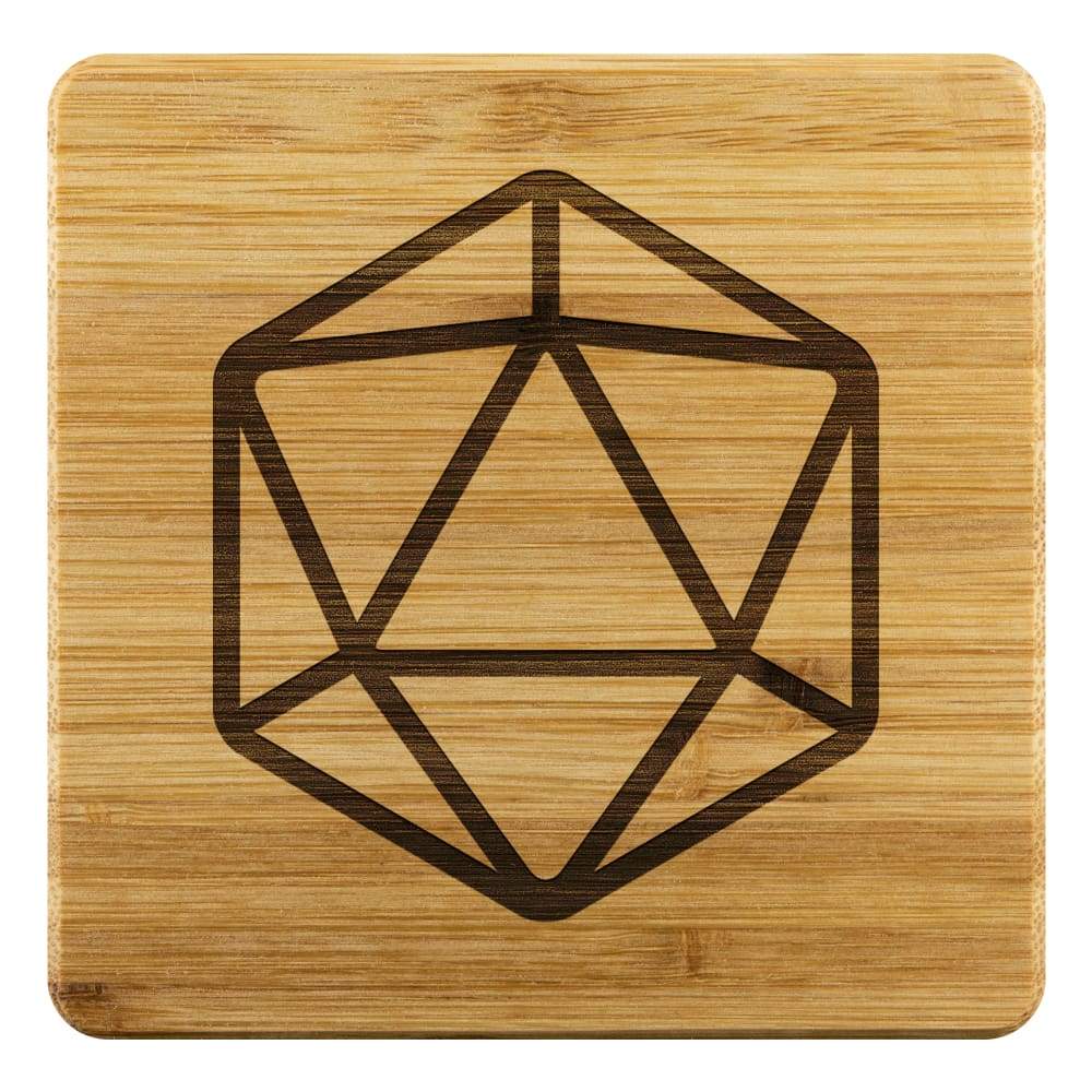D20 Dice Bamboo Coasters - Set of 4 - Bamboo Coaster - 4pc - Coasters
