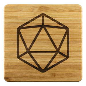 D20 Dice Bamboo Coasters - Set of 4 - Bamboo Coaster - 4pc - Coasters