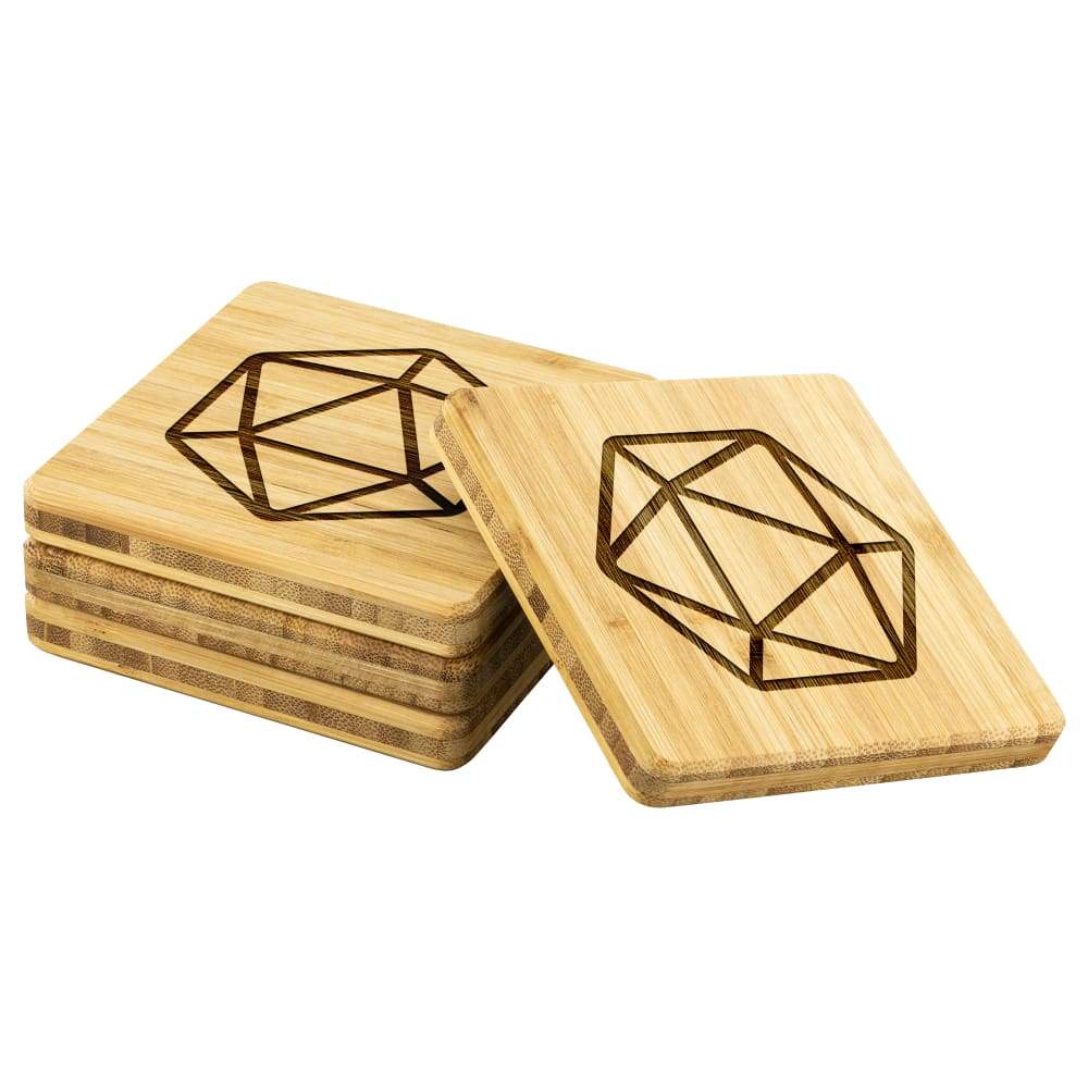 D20 Dice Bamboo Coasters - Set of 4 - Coasters