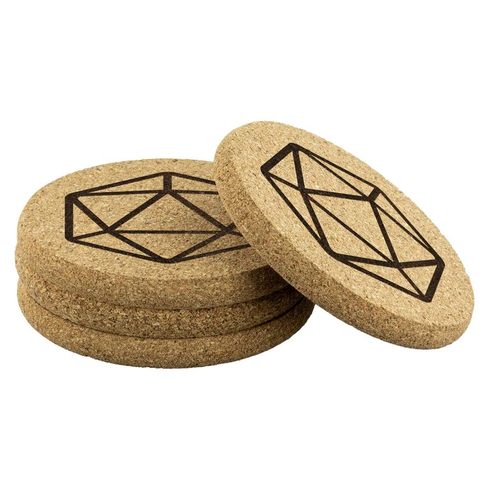 D20 Dice Round Cork Coasters - Set of 4 - Coasters